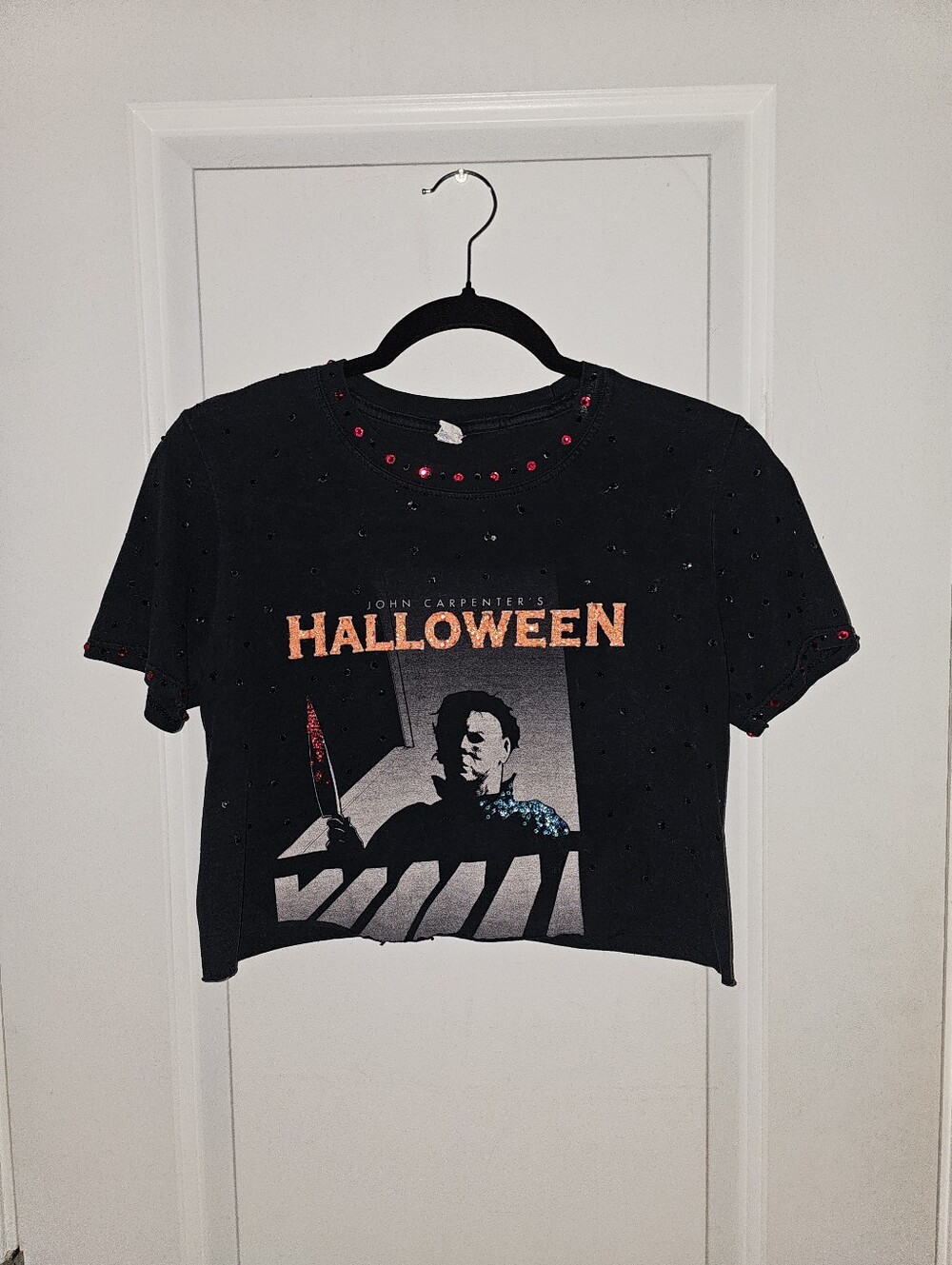 Rhinestoned Halloween Crop Top